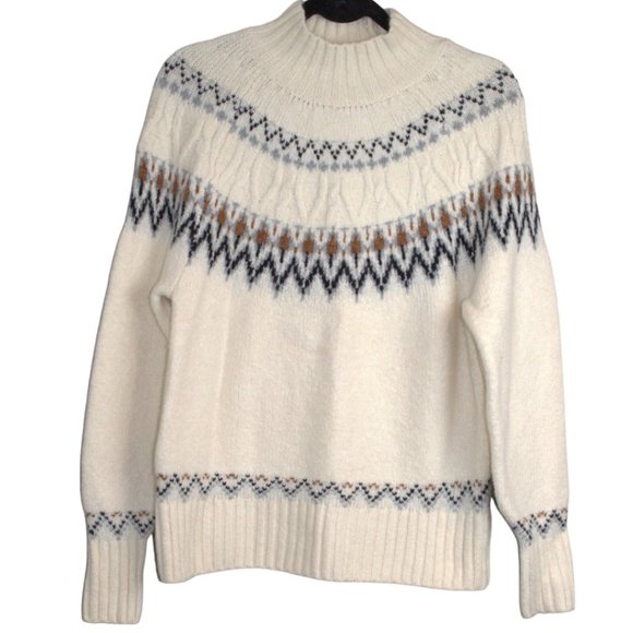 Artelier Nicole Miller Med Mock Neck Fair Isle Ribbed Knit Sweater Pullo… - Picture 3 of 11